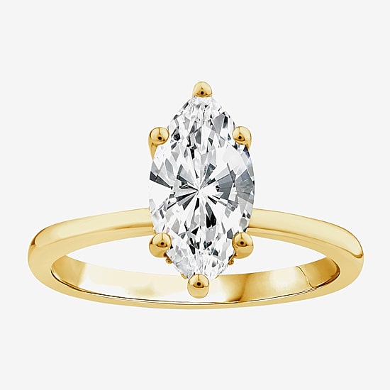 (F / Vs2) Womens 1 1/2 CT. T.W. Lab Grown White Diamond Sterling Silver Marquise Side Stone Engagement Ring