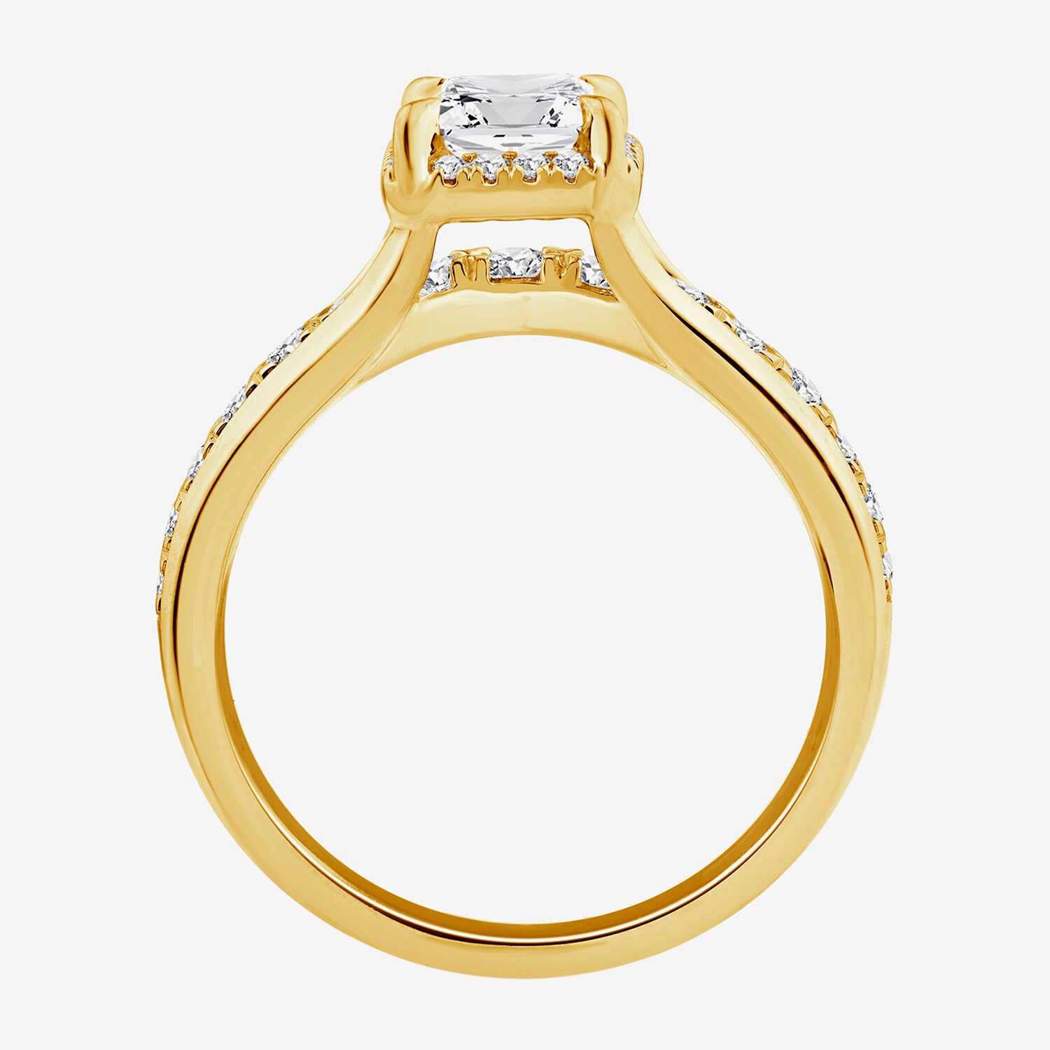 (F / Vs2) Womens 2 CT. T.W. Lab Grown White Diamond 14K Gold Over Silver Side Stone Halo Engagement Ring