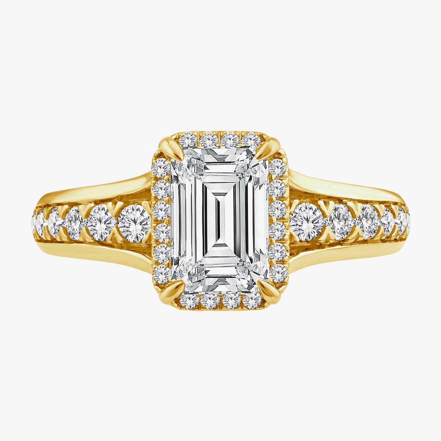 (F / Vs2) Womens 2 CT. T.W. Lab Grown White Diamond 14K Gold Over Silver Side Stone Halo Engagement Ring