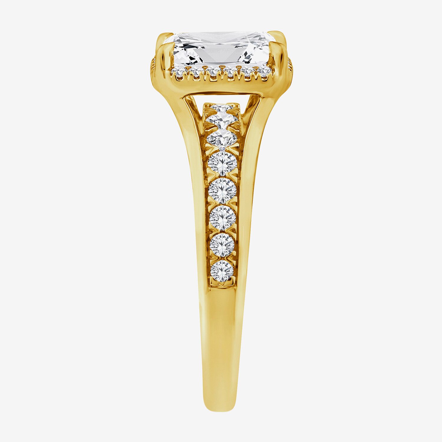 (F / Vs2) Womens 2 CT. T.W. Lab Grown White Diamond 14K Gold Over Silver Side Stone Halo Engagement Ring