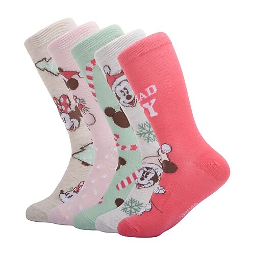 Licensed Properties Womens 5-pc. Minnie Mouse Crew Socks In Red