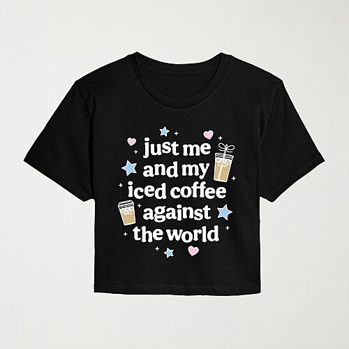Hybrid Tees Womens Juniors Crew Neck Short Sleeve Regular Fit Graphic T-shirt In Black