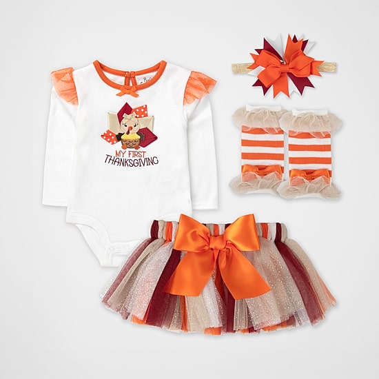 Baby Essentials First Thanksgiving Baby Girls 4-pc. Skirt Set