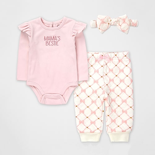 Baby Essentials Baby Girls 3-pc. Baby Clothing Set In Pink
