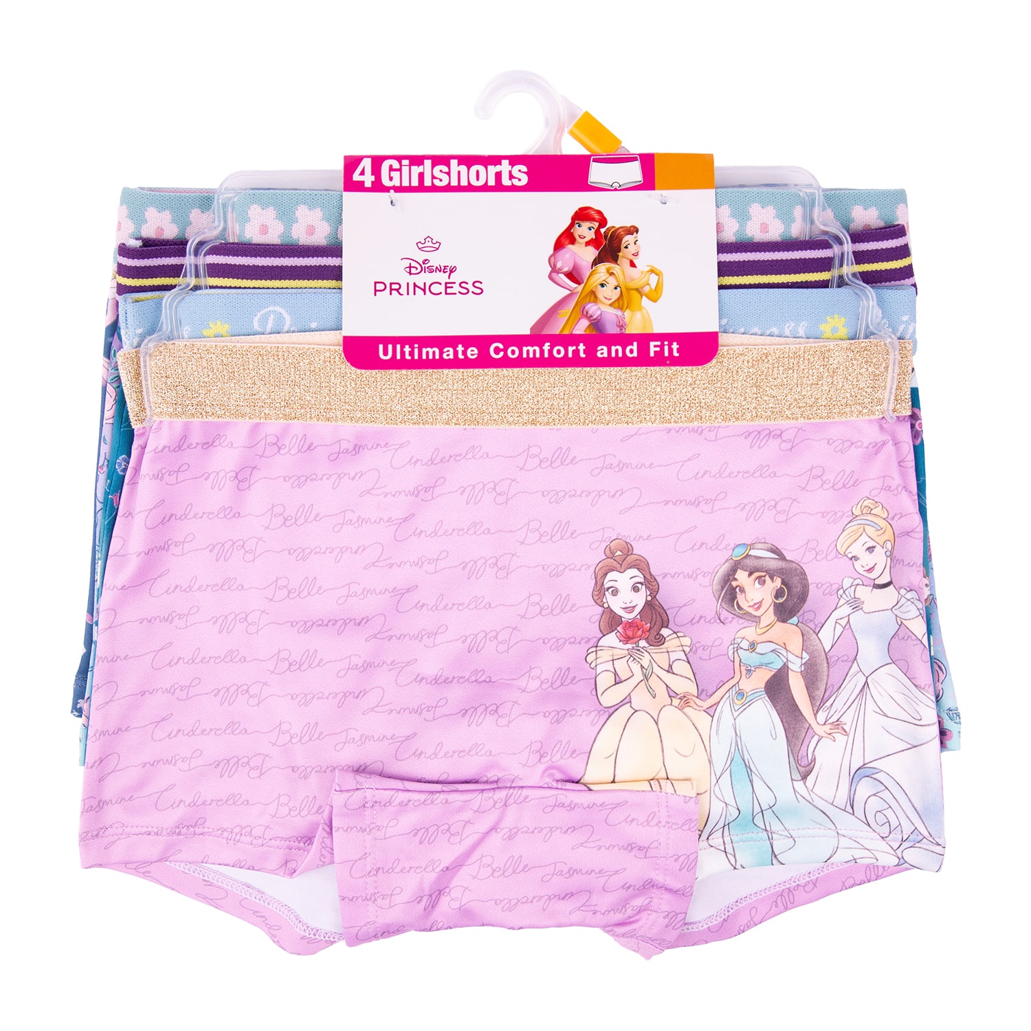 Little & Big Kid Girls Princess 4 Pack Boyshort Panty Gabp70013