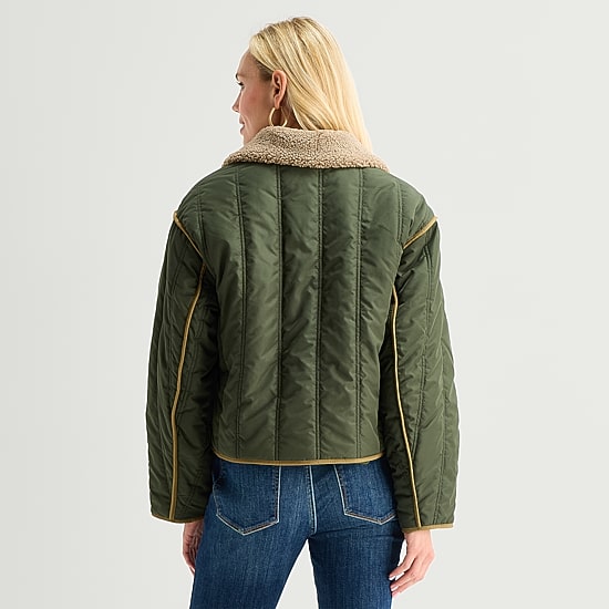 St. John's Bay Womens Water Resistant Lightweight Bomber Jacket