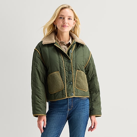 St. John's Bay Womens Water Resistant Lightweight Bomber Jacket