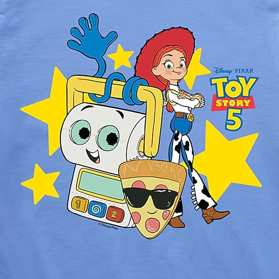 Disney Collection Pizza Toy Jessie And Friends Big Kid Boys Crew Neck Short Sleeve Regular Fit Jessie Toy Story Graphic T-Shirt