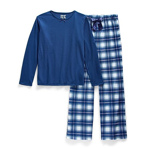 Sleep On It Little & Big Kid Girls Crew Neck Long Sleeve 2-pc. Pajama Set In Blue