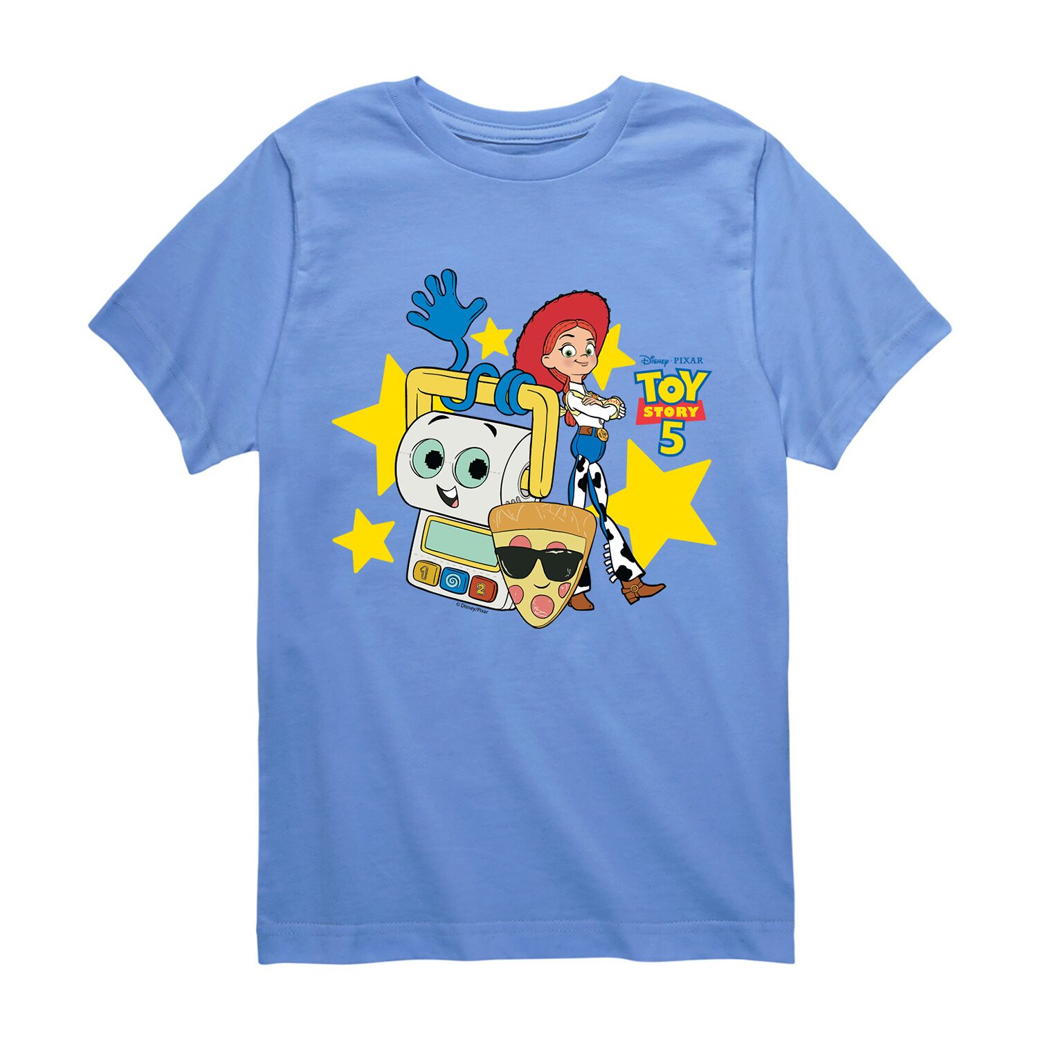 Disney Collection Pizza Toy Jessie And Friends Big Kid Boys Crew Neck Short Sleeve Regular Fit Story Graphic T-Shirt