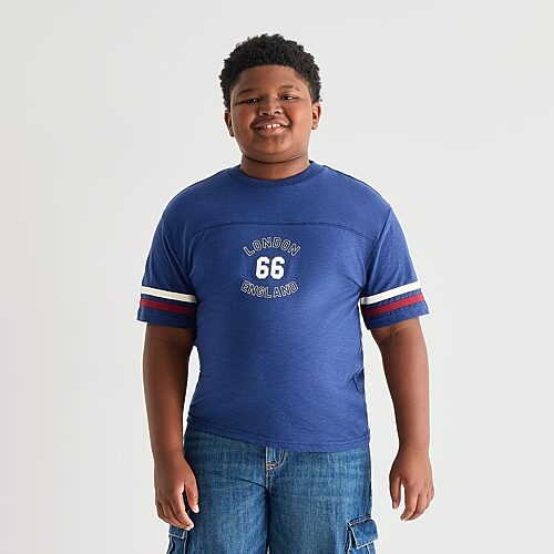 Thereabouts Little & Big Kid Boys Crew Neck Short Sleeve Oversized Graphic T-Shirt, Medium (10-12), Blue