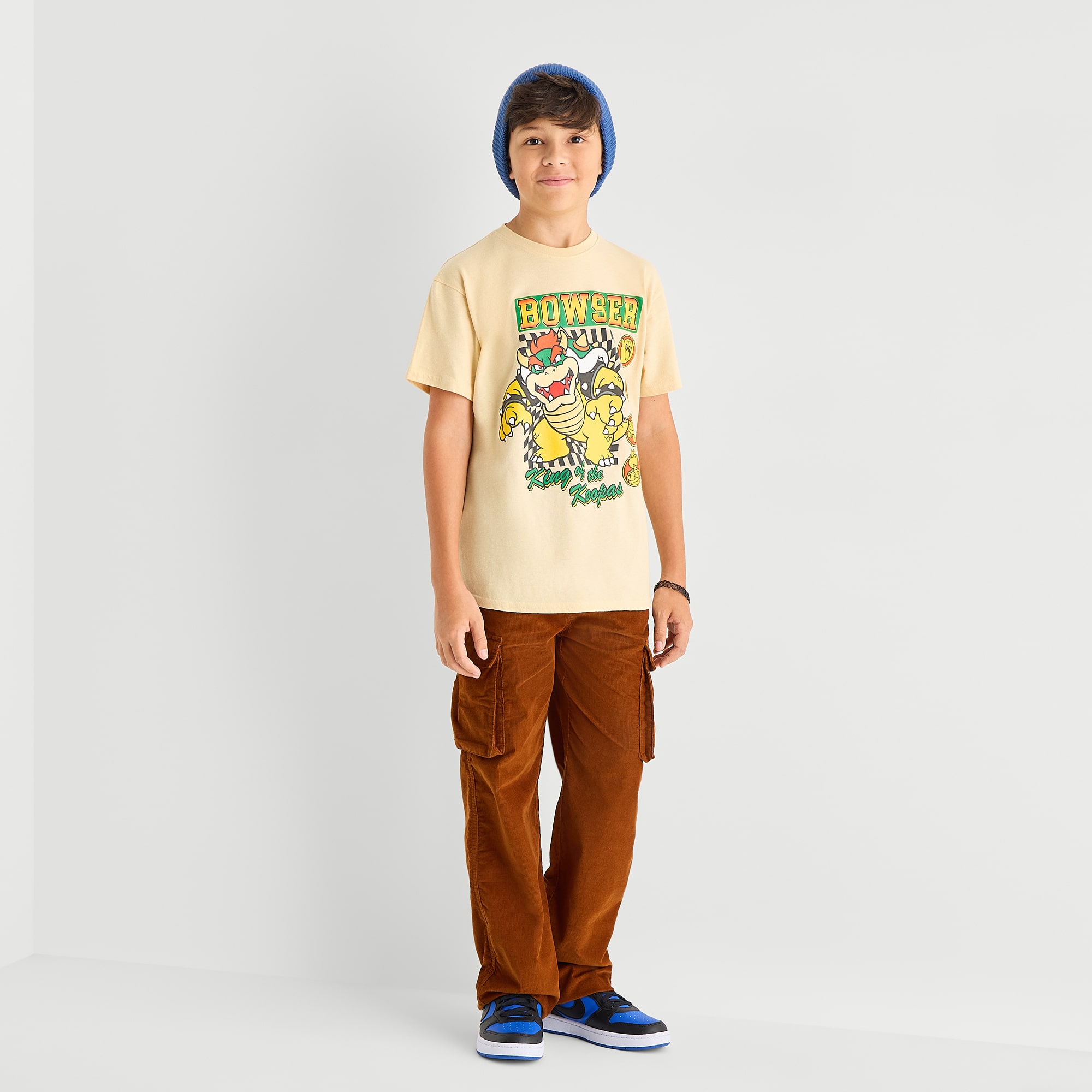 Little & Big Kid Boys Crew Neck Short Sleeve Regular Fit Super Mario Bowser Graphic T-Shirt