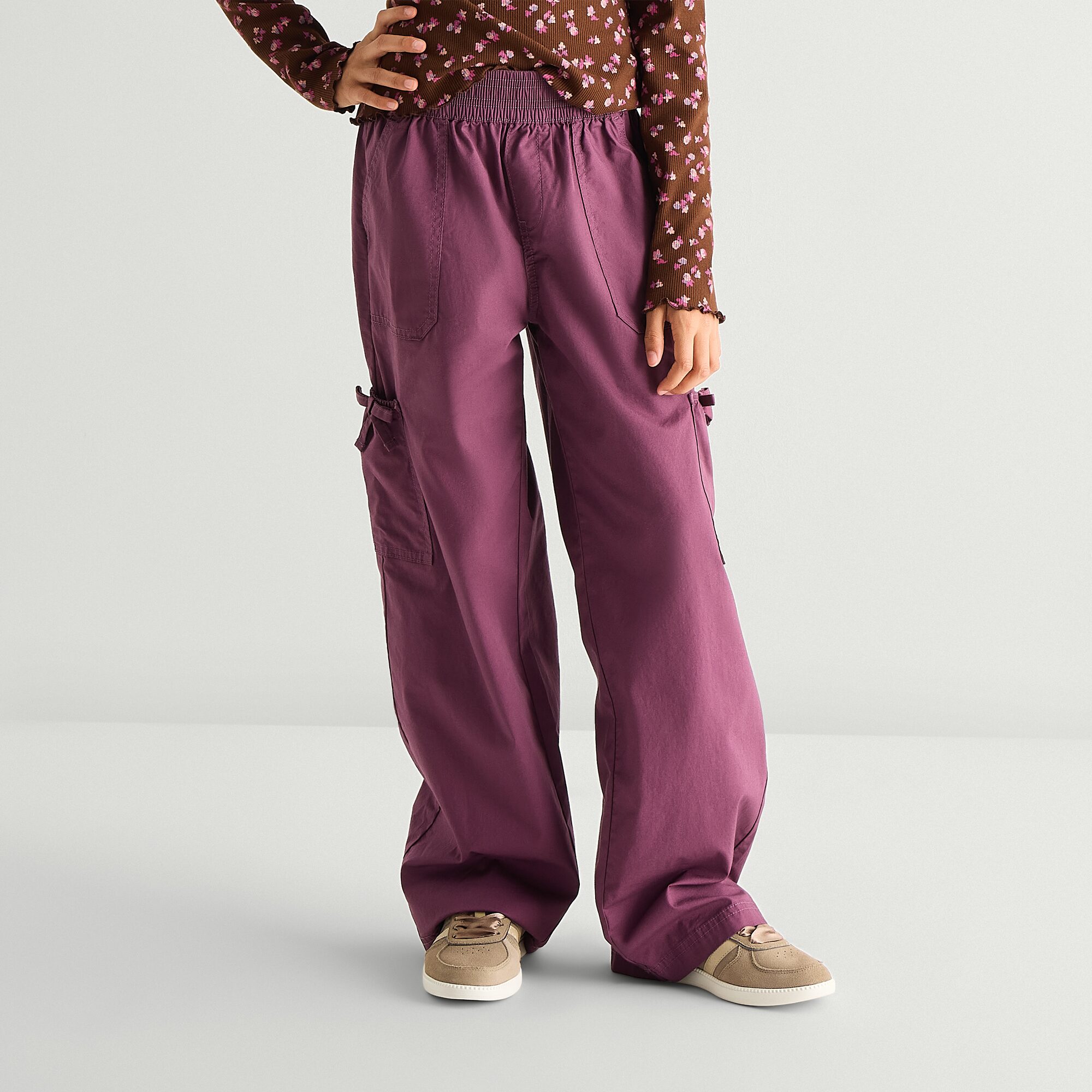 Thereabouts Little & Big Kid Girls Mid Rise Wide Leg Cargo Pant