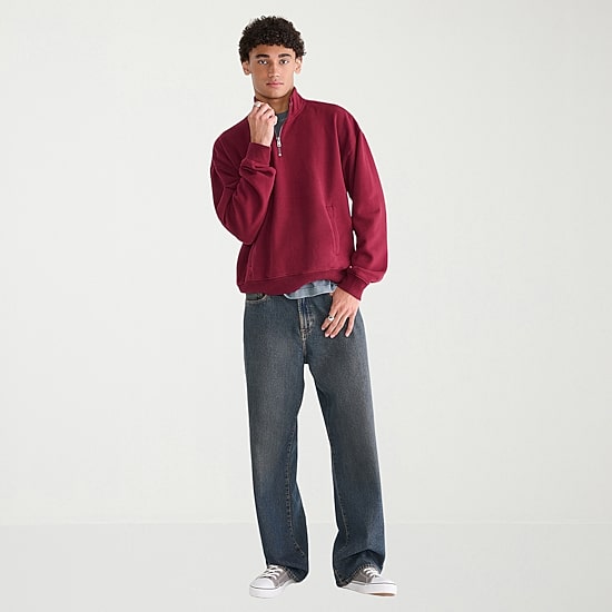 AEROPOSTALE Mens Mock Neck Long Sleeve Quarter-Zip Pullover