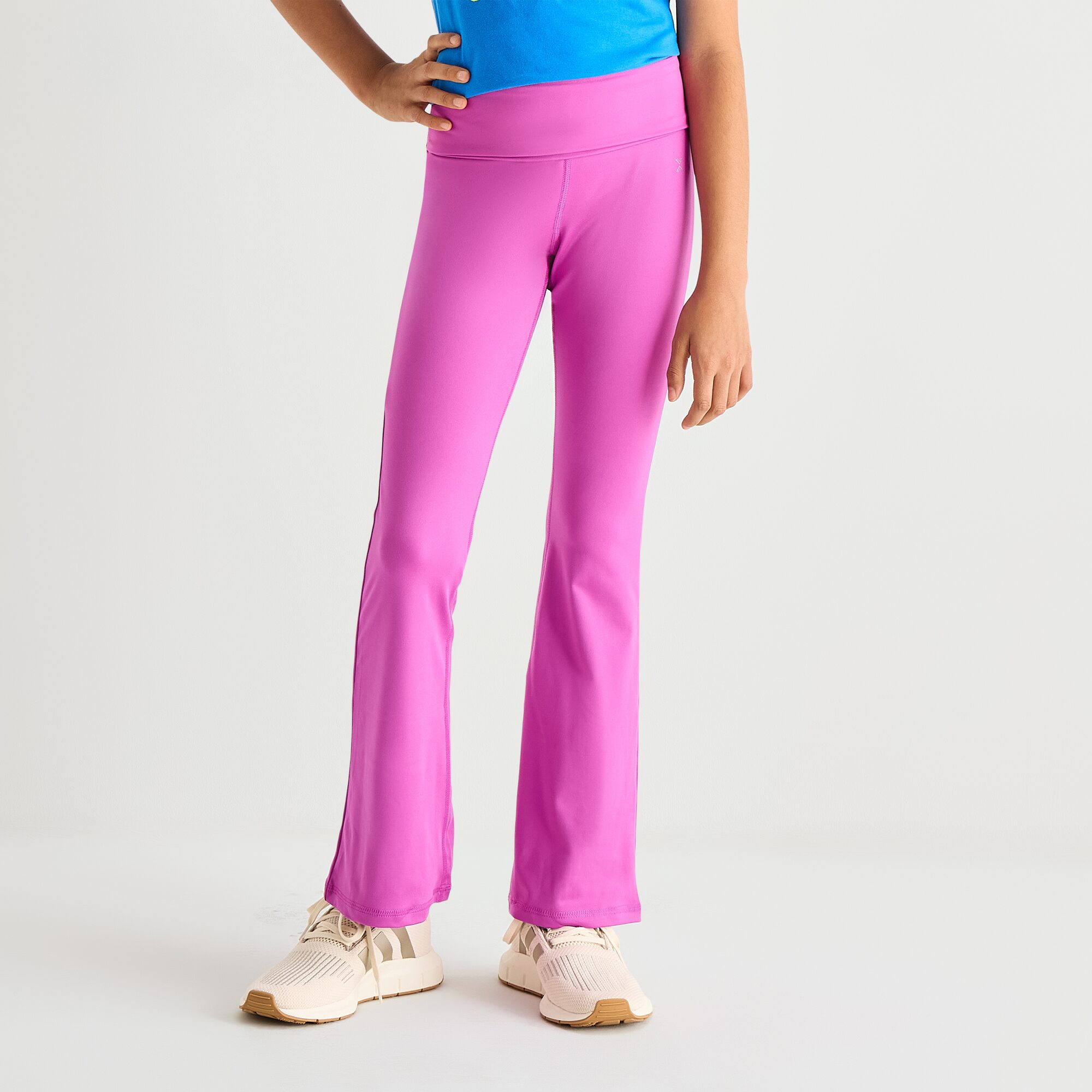 Xersion Little & Big Kid Girls Mid Rise 26 1/2" Active Foldover Waist Flare Full Length Leggings