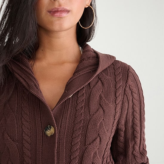 AEROPOSTALE Womens Hooded Long Sleeve Button Juniors Cardigan