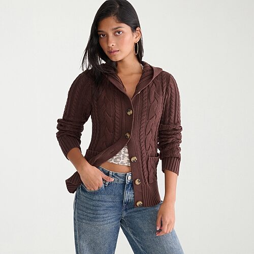 Aéropostale Womens Long Sleeve Button Juniors Cardigan In Brown