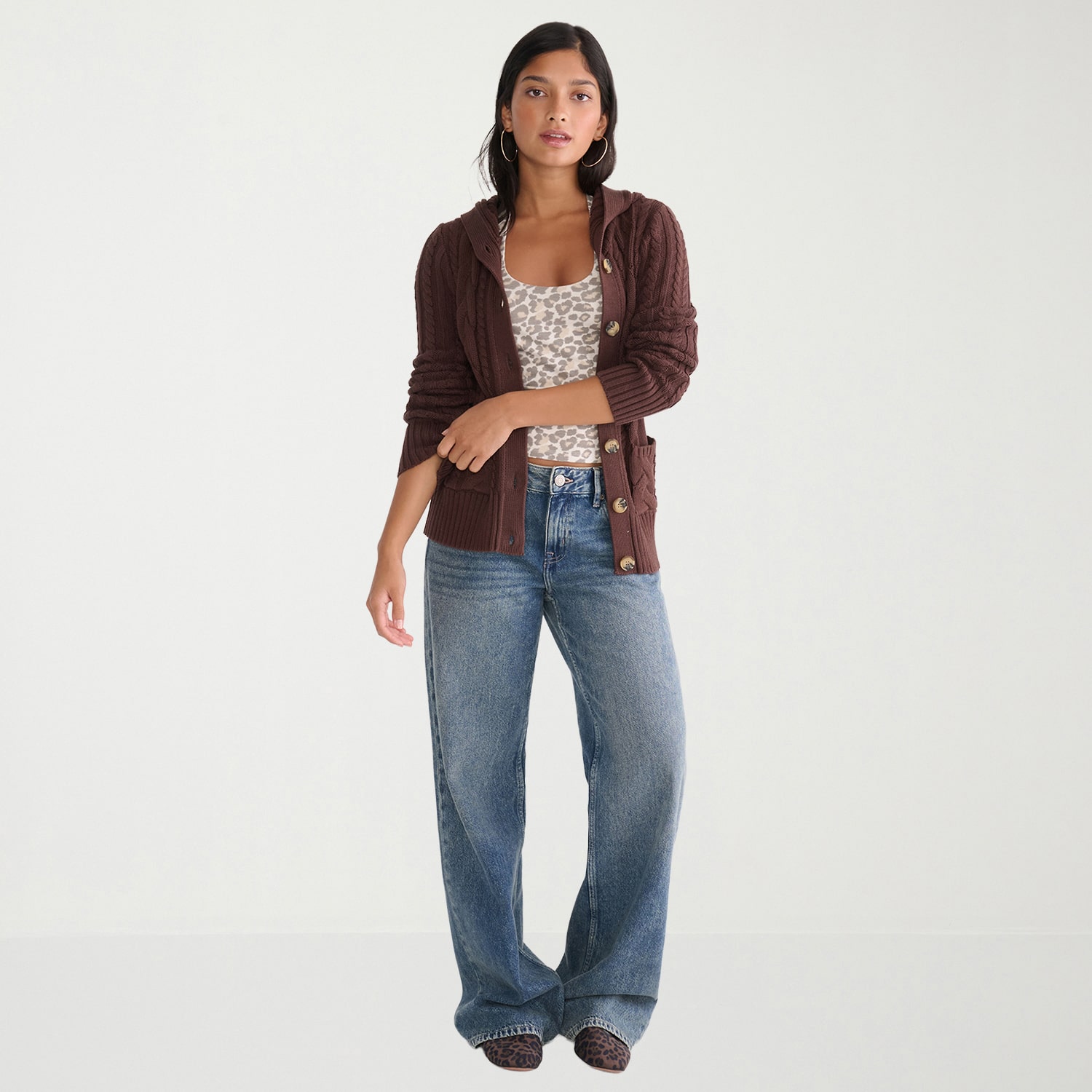 AEROPOSTALE Womens Long Sleeve Button Juniors Cardigan