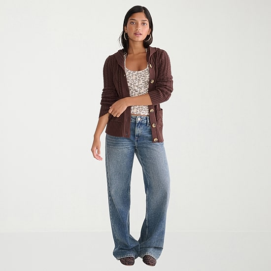 AEROPOSTALE Womens Hooded Long Sleeve Button Juniors Cardigan
