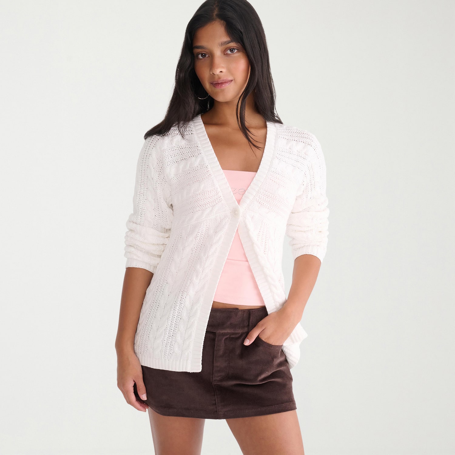 AEROPOSTALE Juniors Womens V Neck Long Sleeve Pullover Sweater