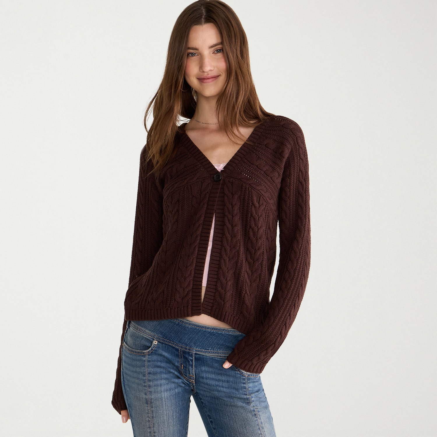 AEROPOSTALE Juniors Womens V Neck Long Sleeve Pullover Sweater