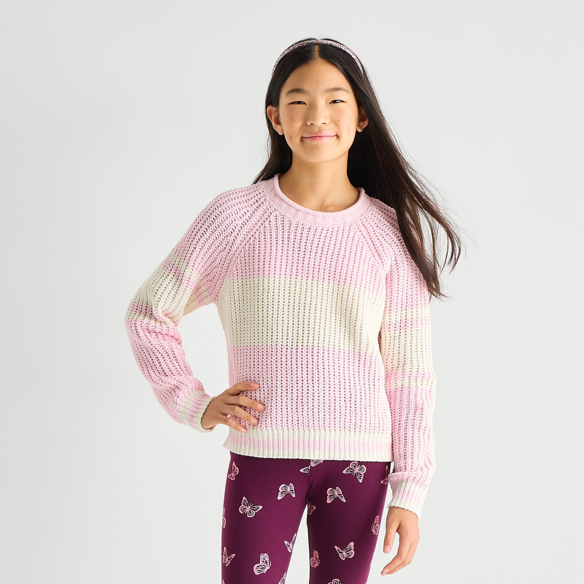 Thereabouts Little & Big Kid Girls Round Neck Long Sleeve Pullover Sweater