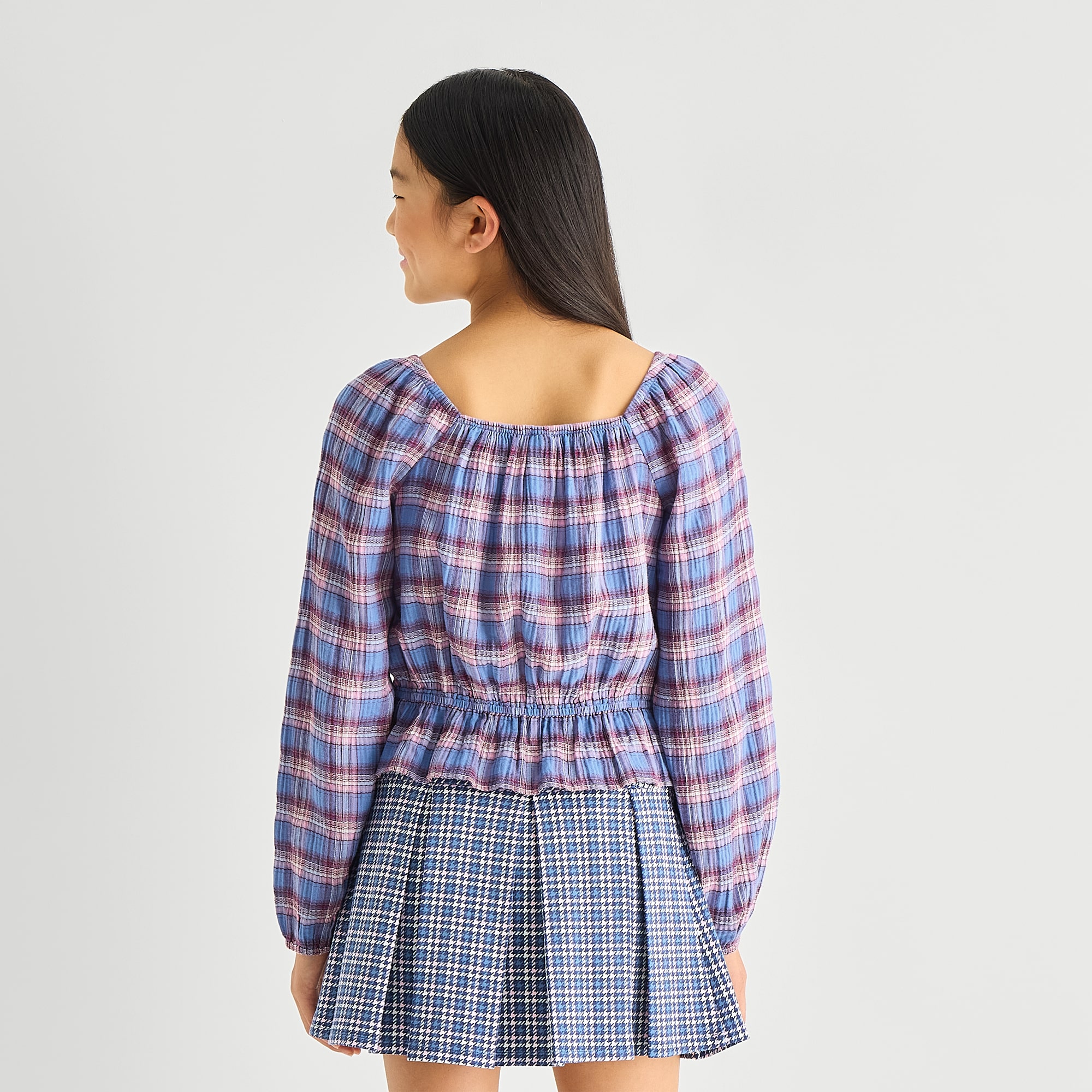 Thereabouts Little & Big Kid Girls Straight Neck Long Sleeve Blouse