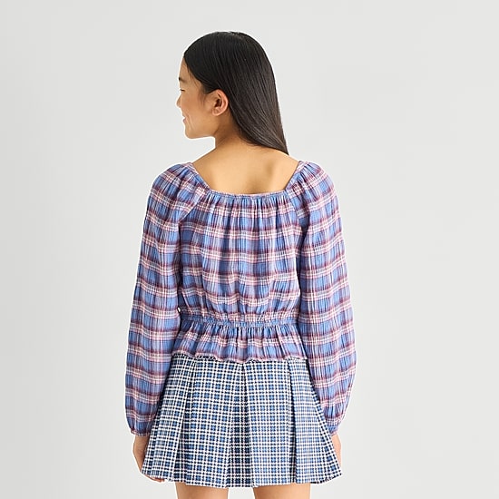 Thereabouts Little & Big Kid Girls Square Neck Long Sleeve Blouse