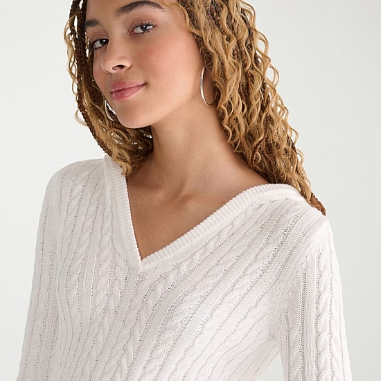 AEROPOSTALE Juniors Womens Hooded Long Sleeve Pullover Sweater