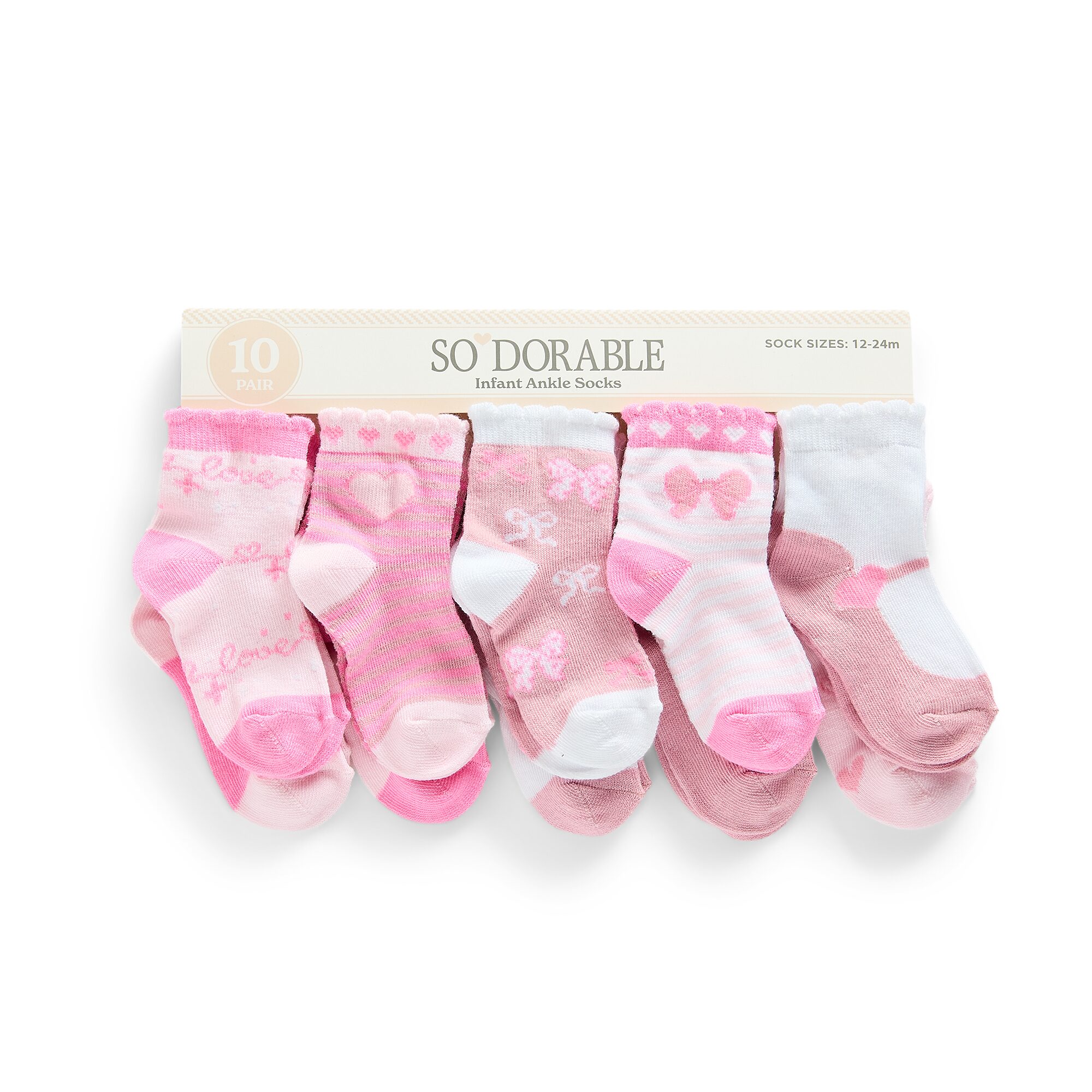 Piper & Jax Baby Girls 10 Pair Crew Socks
