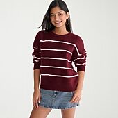 AEROPOSTALE Juniors Womens Round Neck Long Sleeve Striped Pullover Sweater