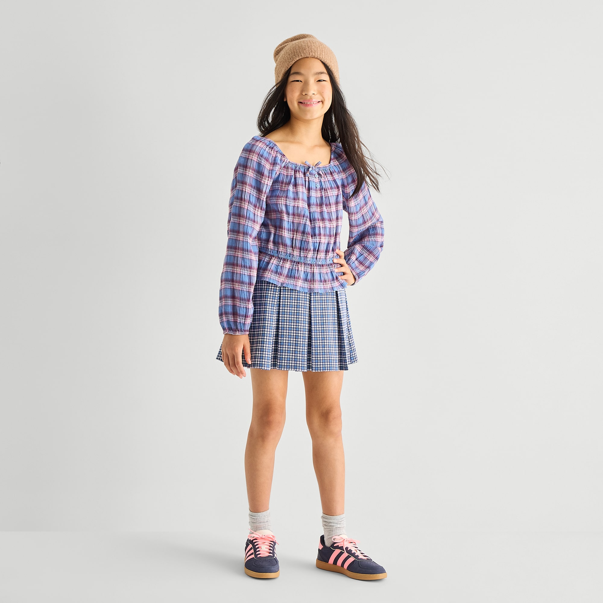 Thereabouts Little & Big Kid Girls Straight Neck Long Sleeve Blouse