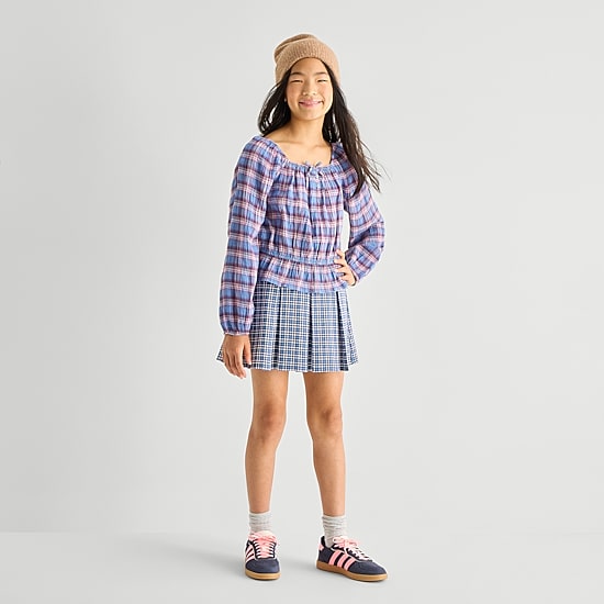 Thereabouts Little & Big Kid Girls Square Neck Long Sleeve Blouse