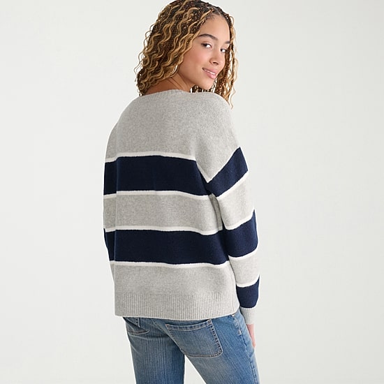 AEROPOSTALE Juniors Womens Round Neck Long Sleeve Striped Pullover Sweater