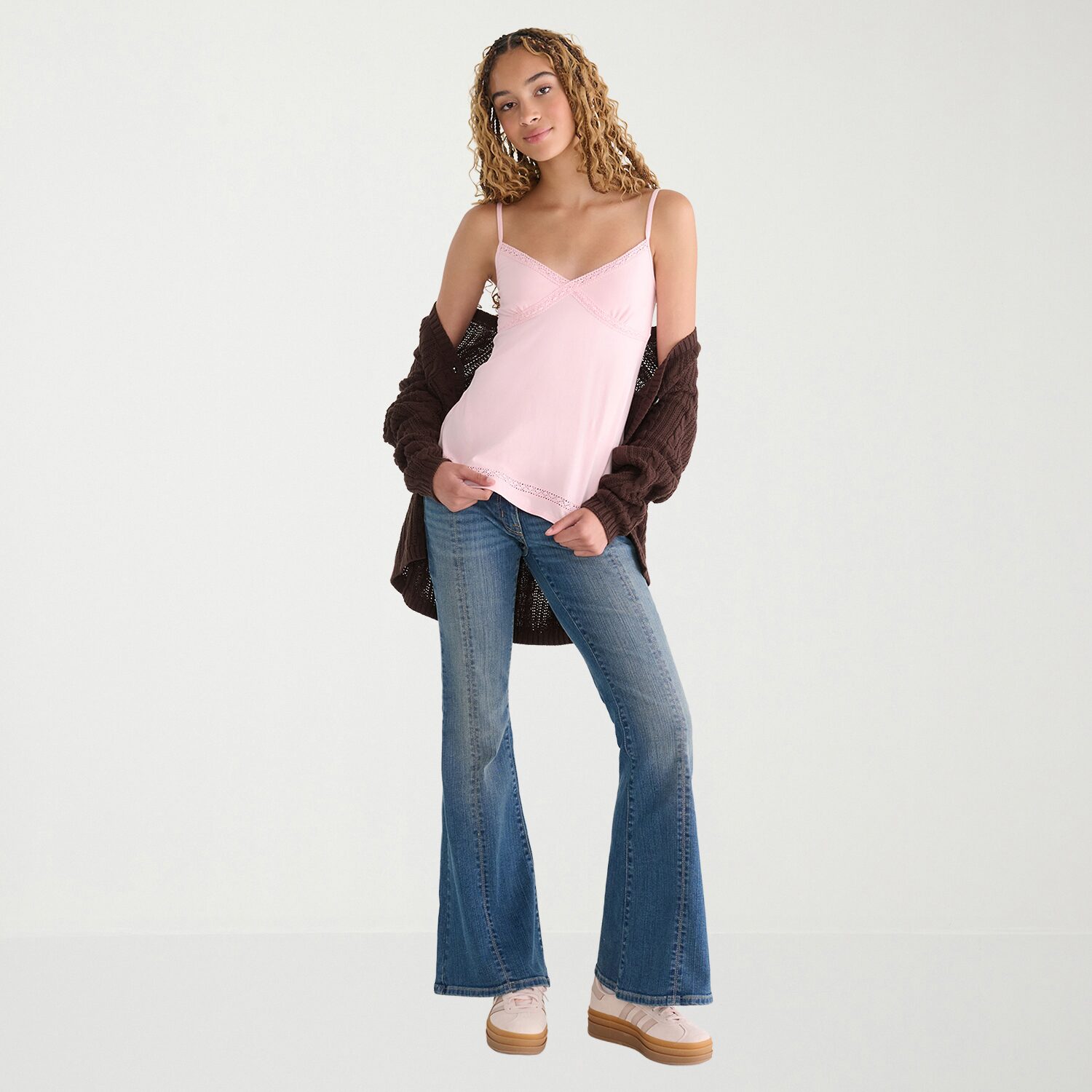 AEROPOSTALE Womens V Neck Sleeveless Babydoll Top
