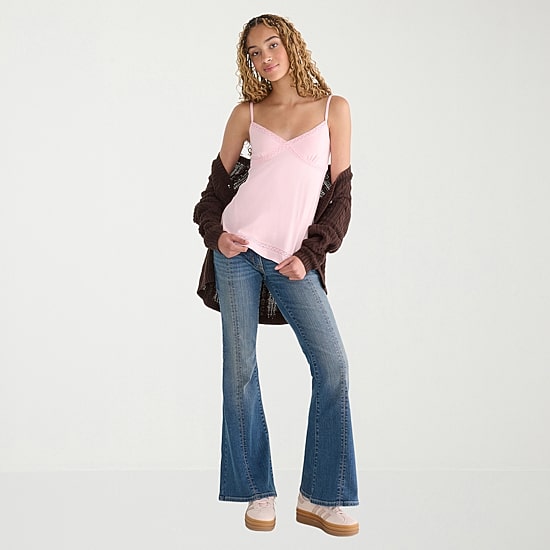 AEROPOSTALE Womens V Neck Sleeveless Babydoll Top