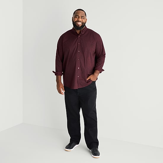 Shaquille O'Neal XLG™ Easy Care Paisley Mens Long Sleeve Regular Fit Big and Tall Button-Down Shirt