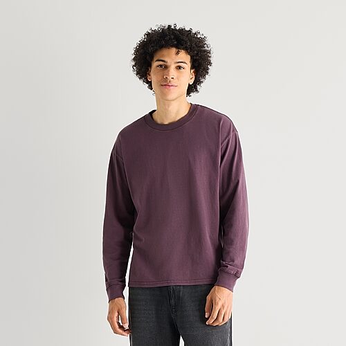 Arizona Mens Crew Neck Long Sleeve T-shirt In Purple