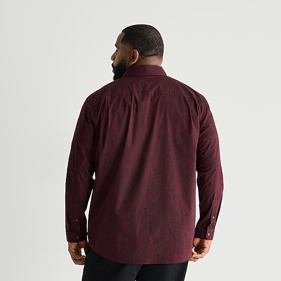 Shaquille O'Neal XLG™ Easy Care Paisley Mens Long Sleeve Regular Fit Big and Tall Button-Down Shirt