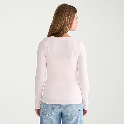 Aéropostale Womens Long Sleeve Regular Fit Henley Shirt In White