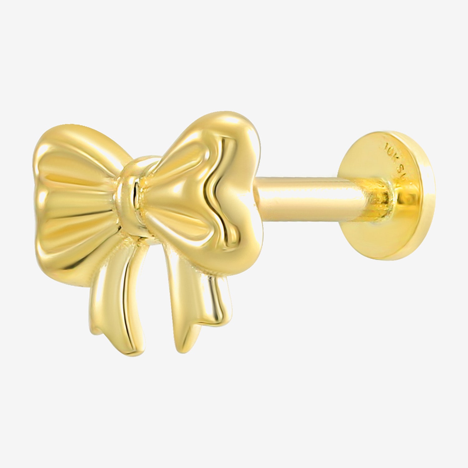 Gold Addiction Womens 10K Gold 6.5mm Bow Single Earring
