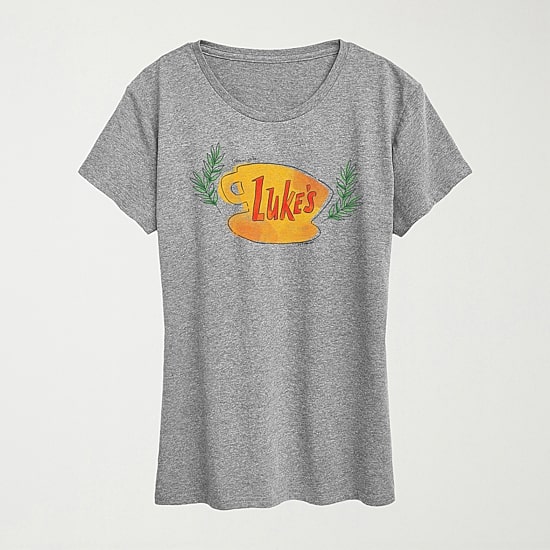 Lukes Coffee Cup Womens Crew Neck Short Sleeve Regular Fit Graphic T-Shirt