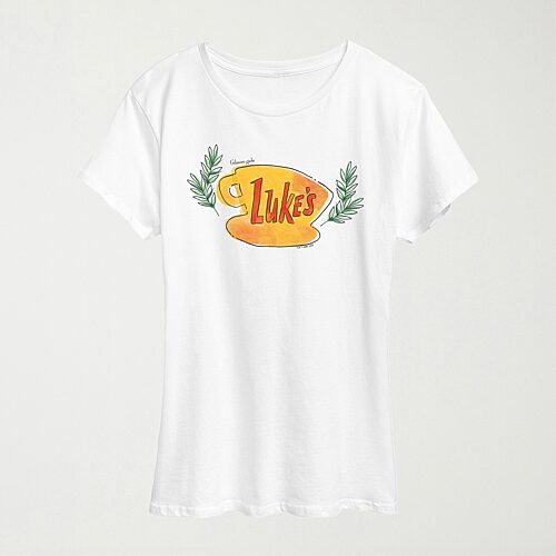Lukes Coffee Cup Womens Crew Neck Short Sleeve Regular Fit Graphic T-Shirt, Medium, White