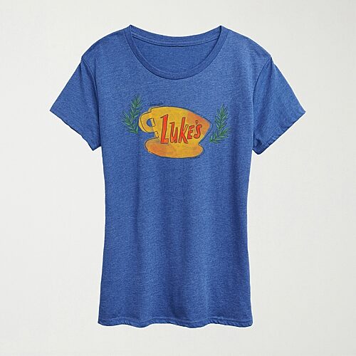 Hybrid Tees Lukes Coffee Cup Womens Crew Neck Short Sleeve Regular Fit Graphic T-shirt In Blue
