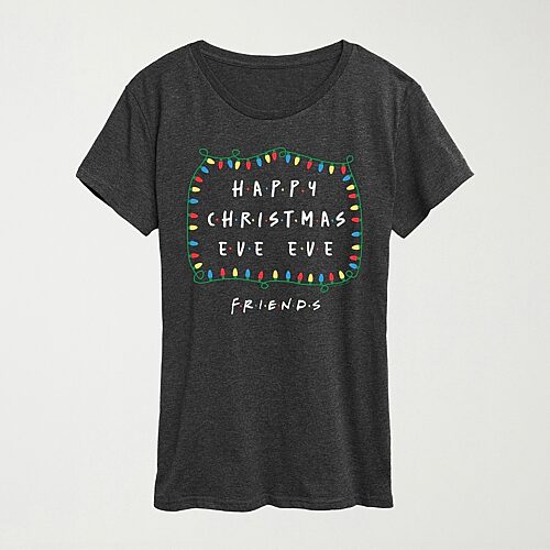 Happy Christmas Eve Eve Womens Crew Neck Short Sleeve Regular Fit Friends Graphic T-Shirt, X-large, Gray