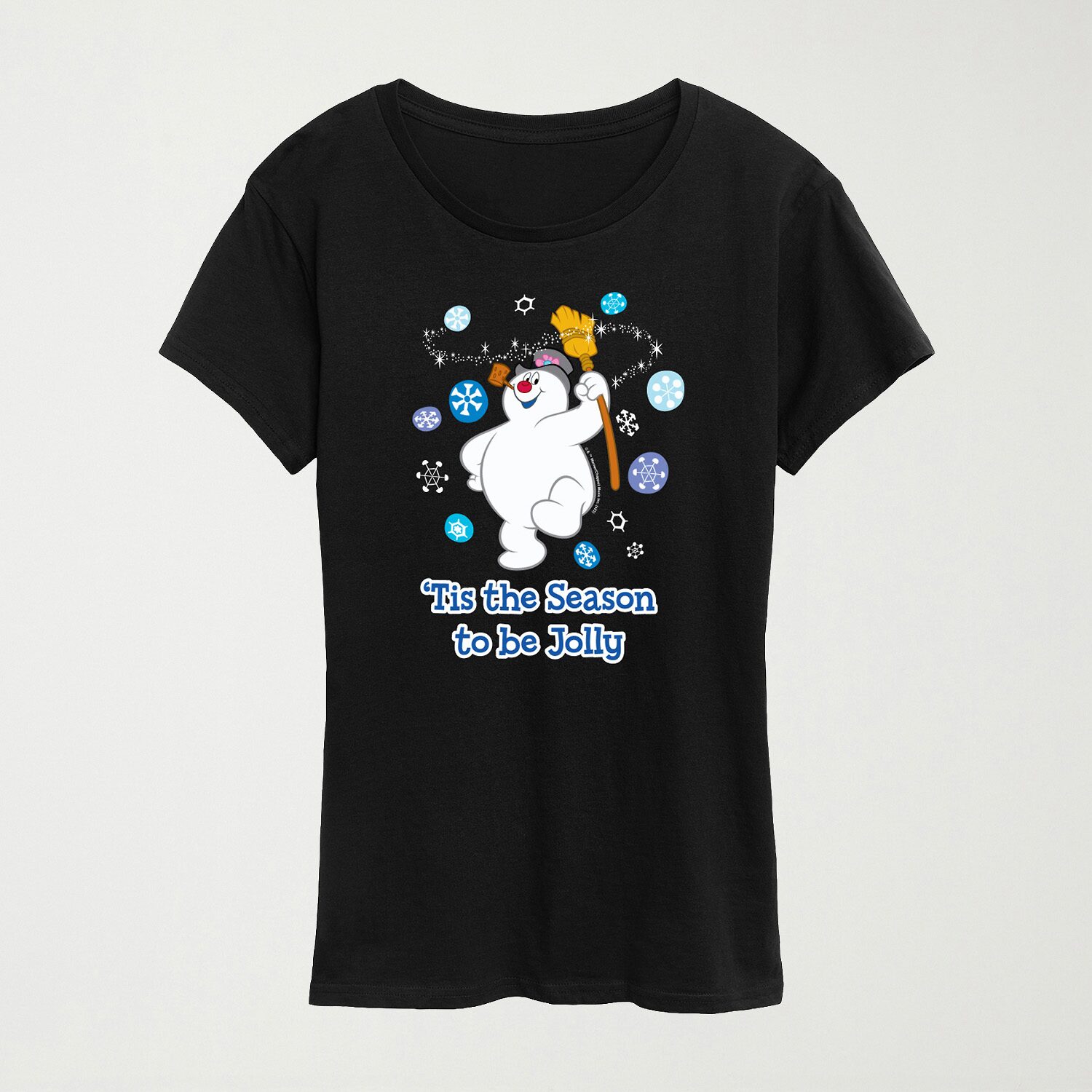 Tis the Season Womens Crew Neck Short Sleeve Regular Fit Frosty Snowman Graphic T-Shirt