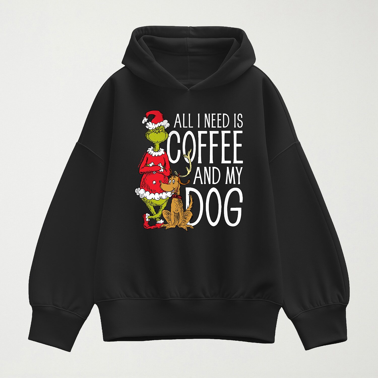 All I Need Is Coffee And My Dog Womens Long Sleeve Grinch Hoodie