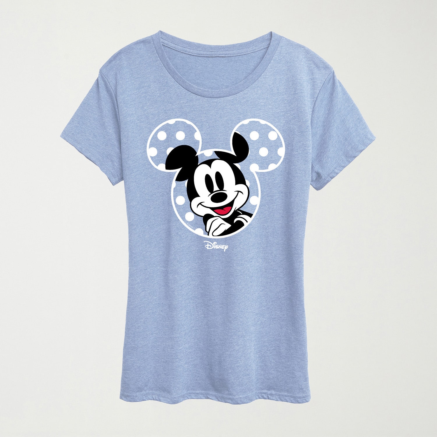 Ears Womens Crew Neck Short Sleeve Regular Fit Mickey Mouse Graphic T-Shirt