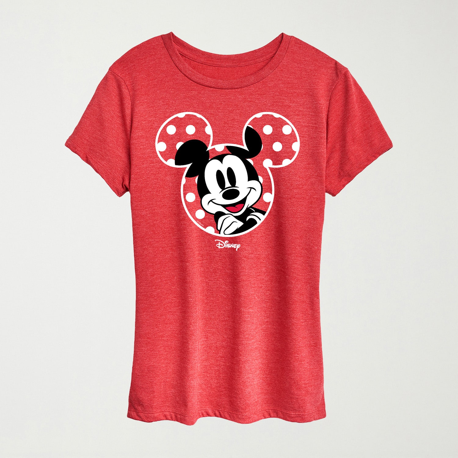 Ears Womens Crew Neck Short Sleeve Regular Fit Mickey Mouse Graphic T-Shirt