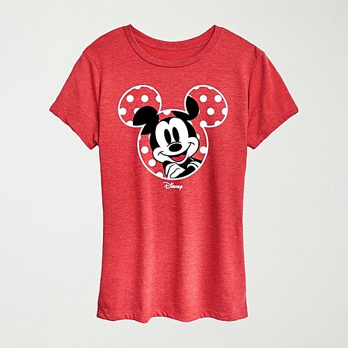 Hybrid Tees Ears Womens Crew Neck Short Sleeve Regular Fit Mickey Mouse Graphic T-shirt In Red